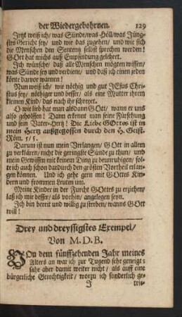Drey und dreyssigstes Exempel/ Von M. D. B.