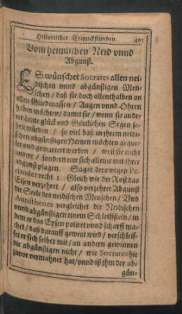 Vom heimlichen Neid unnd Abgunst.