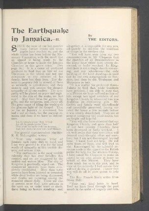 The earthquake in Jamaica