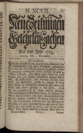 N. XCVII. Leipzig, den 3 December. - N. CV. Leipzig, den 31 December.
