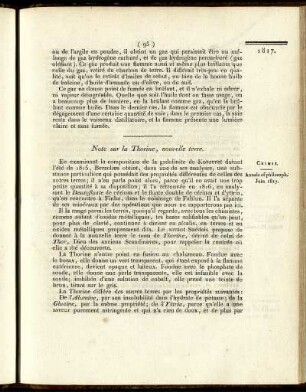 Note sur la Thorine, nouvelle terre