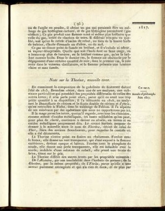 Note sur la Thorine, nouvelle terre