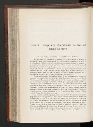 XIV. Guide à l'usage des observateurs de tremblements de terre