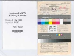 Entnazifizierung Josef Kels, geb. 09.12.1885 (Postinspektor)