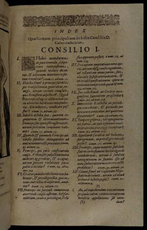 Index Quæstionum principalium in hisce Consiliis D. Coleri tractatarum.