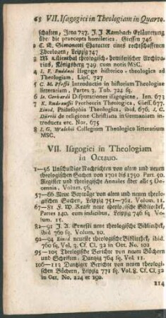 VII. Isagogici in Theologiam