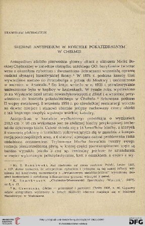 Tom 10: Srebrne antepedium w kościele pokatedralnym w Chełmie