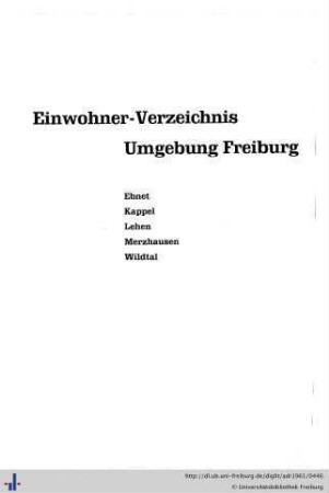 Einwohnerverzeichnis Umgebung Freiburg.