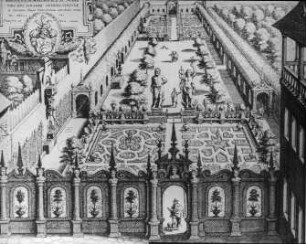 Frankfurt am Main, Garten des Bürgermeisters Johannes Schwind; Stich von Matthäus Merian 1641 ?; Stadtmuseum Köln