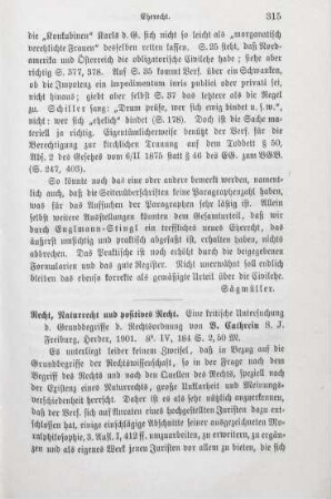 315-316 [Rezension] Cathrein, Victor, Recht, Naturrecht und positives Recht