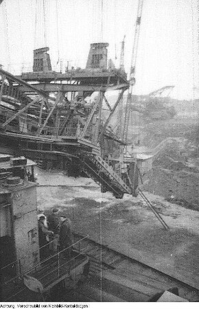 Lauchhammer. Braunkohletagebau. Bagger - Reparaturarbeiten, 1957/59
