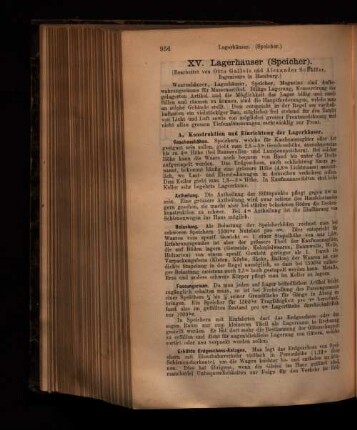 XV. Lagerhäuser (Speicher).
