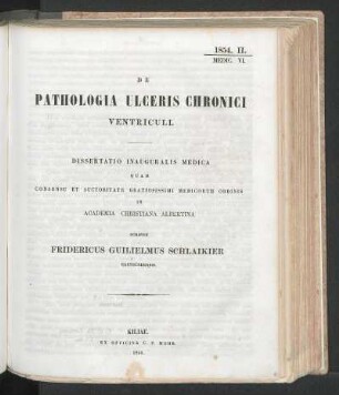 De Pathologia Ulceris Chronici Ventriculi.