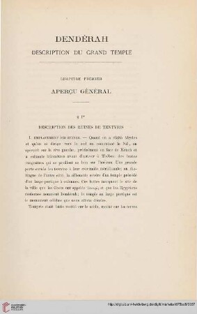 Chapitre premier: Aperçu général