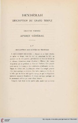 Chapitre premier: Aperçu général