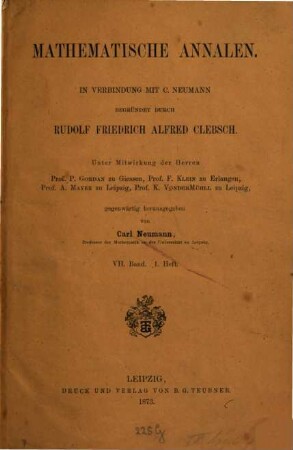Mathematische Annalen. 7. 1874