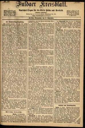 Erste Ausgabe vom Samstag, den 19. September 1874.