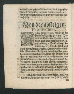Von der absteigenden geraden Linien.