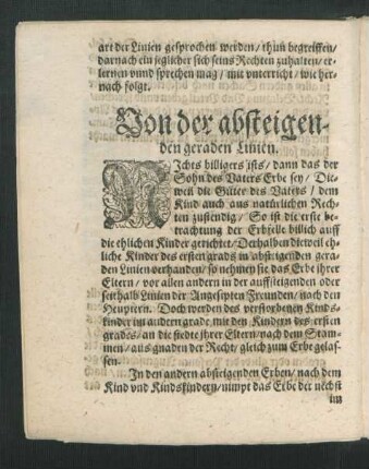 Von der absteigenden geraden Linien.