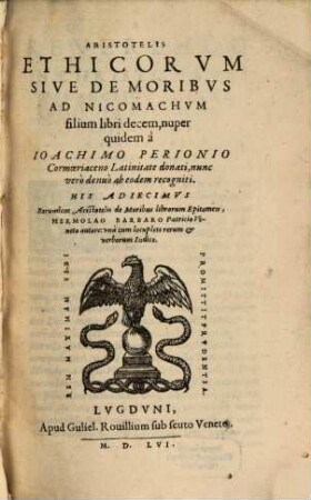 Ethicorum sive de Moribus ad Nicomachum libri X