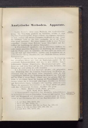 Analytische Methoden. Apparate