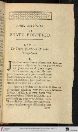 Pars secunda: De statu politico