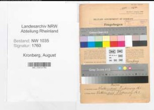 Entnazifizierung August Kronberg , geb. 21.02.1893 ()