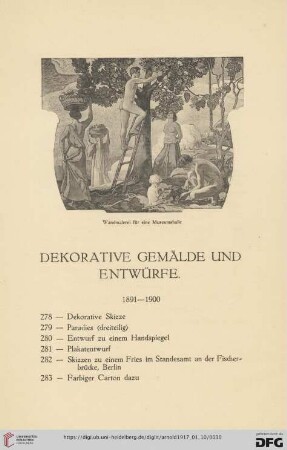 Dekorative Gemälde und Entwürfe (Nr.278-299)