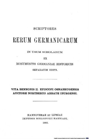 Vita Bennonis II. Episcopi Osnabrugensis