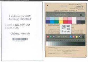 Entnazifizierung Heinrich Oberste , geb. 28.08.1904 (Technischer Angestellter)