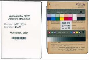 Entnazifizierung Erich Musseleck, geb. 11.02.1893 (Fabrikant)