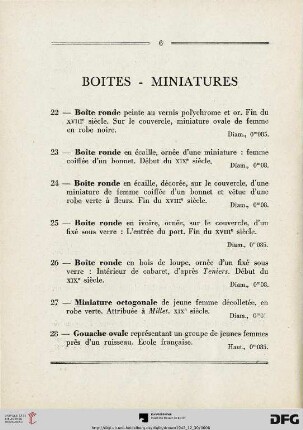 Boites - Miniatures (Nr. 22-45)