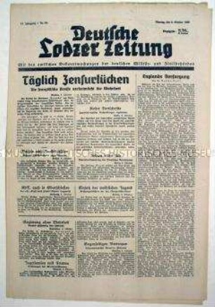 "Deutsche Lodzer Zeitung" u.a. zur Berichterstattung der französischen Presse über die Besetzung von Warschau