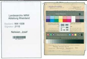Entnazifizierung Josef Nelissen , geb. 19.09.1898 (Landwirt)