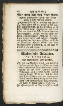 Wochentliche Andachten