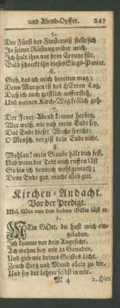 Kirchen-Andacht. Vor der Predigt