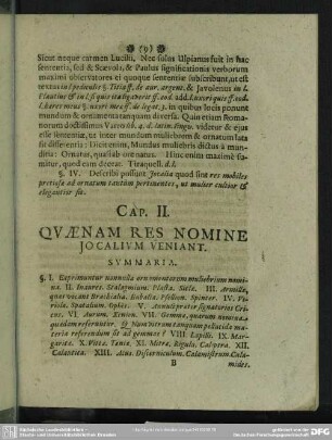 Cap. II. Quaenam Res Nomine Jocalium Veniant
