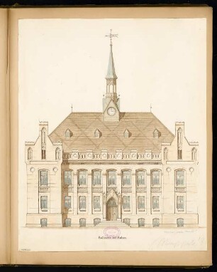 Rathaus, Calau Monatskonkurrenz März 1879: Aufriss Vorderansicht