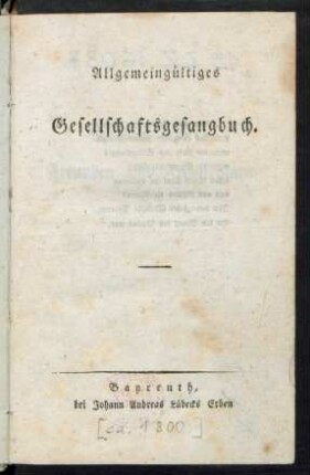 Allgemeingültiges Gesellschaftsgesangbuch