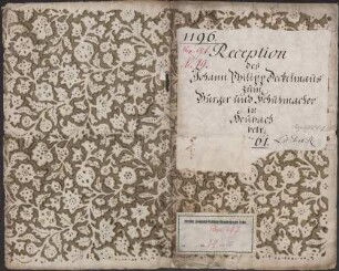 Annahme des Johann Philipp Deckelmann als Bürger und Schuhmacher in Heubach