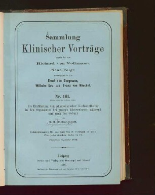 Die Einführung von physiologischer Kochsalzlösung in den Organismus bei grossen Blutverlusten während und nach der Geburt