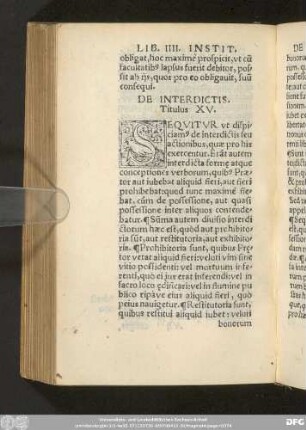 De Interdictis. Titulus XV.