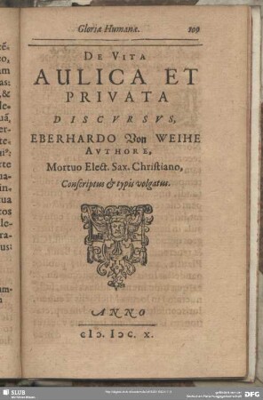 De Vita Aulica Et Privata Discursus