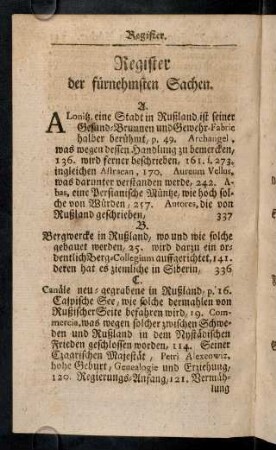 345a-345g, Register der fürnehmsten Sachen.