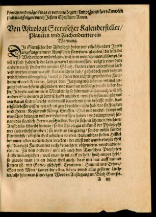 Von Astrologi Sternseher Kalendersteller/ Planeten und Zeichendeutter ein Warnung.