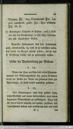 Ueber die Vorbereitung zur Geburt