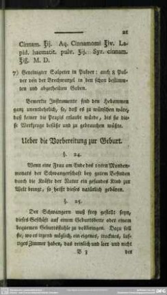 Ueber die Vorbereitung zur Geburt