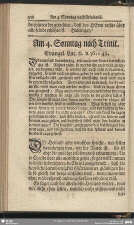 Am 4. Sonntag nach Trinit. Evangel. Luc. 6. v. 36-42
