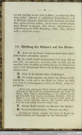 VII. Wirkung des Anbau's auf den Boden