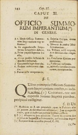 Caput XI. De Officio Summorum Imperantium In Genere